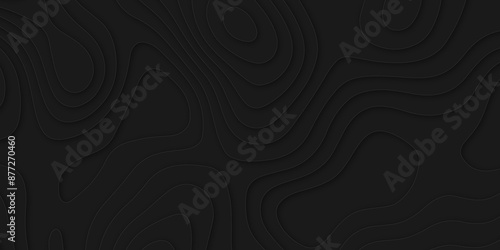 Abstract papercut multi layers background. 3D topographic pattern banner design. Black papercut wave background design. Vector illustration.