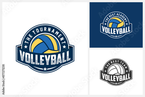 Volleyball logo design template, volleyball team emblem collection, volleyball tournament logo design vector illustration