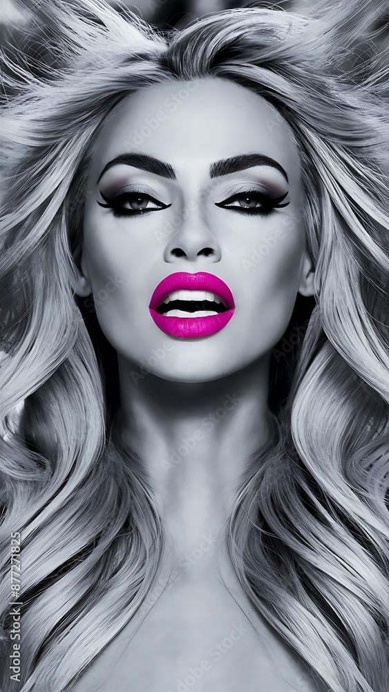 Beautiful model with bright pink lips Beautiful model with bright pink lips
