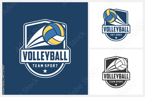 Volleyball logo design template, volleyball team emblem collection, volleyball tournament logo design vector illustration