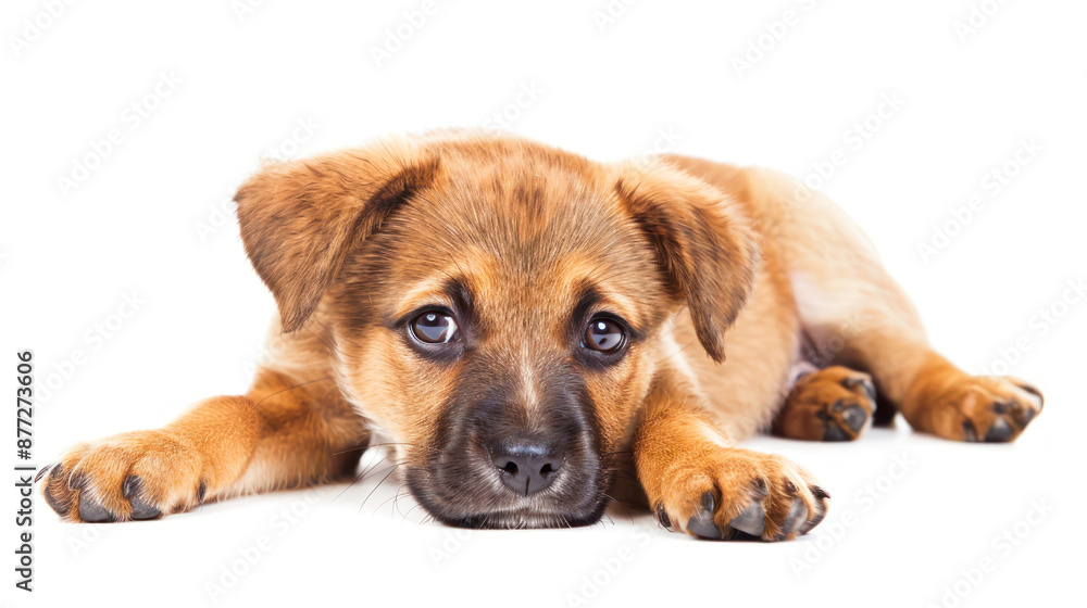 Adorable brown puppy laying down with eyes closed Adorable brown puppy laying down with eyes closed