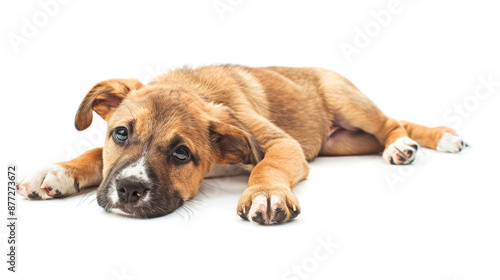 Brown puppy resting with its head on the ground © Fxquadro