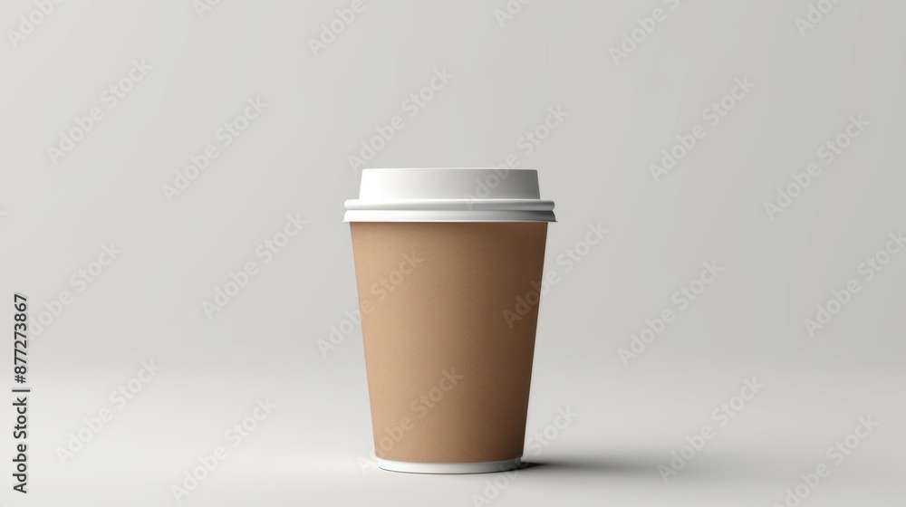 White paper cup of coffee mock up on blank background. Kraft Cup Holder White paper cup of coffee mock up on blank background. Kraft Cup Holder