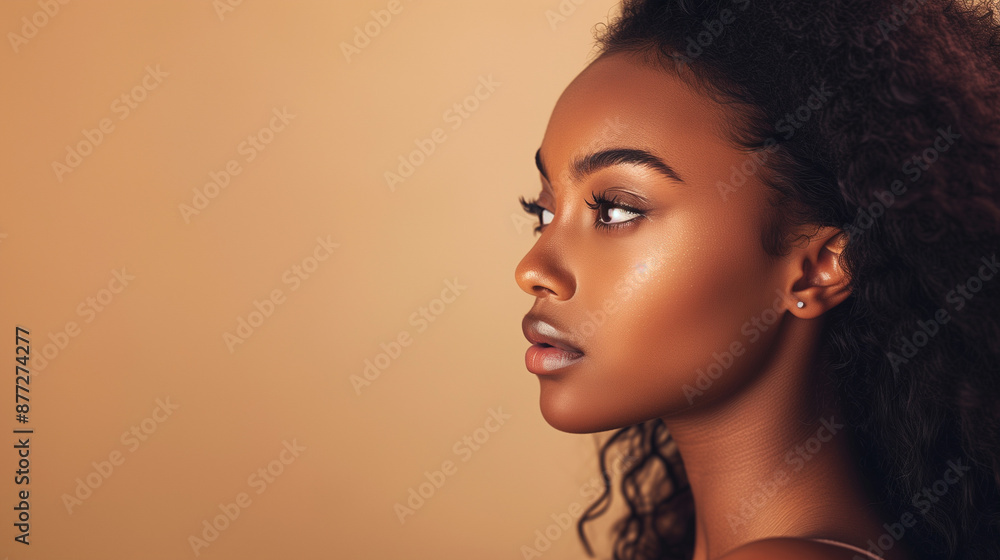 Natural beauty african woman on beige background Natural beauty african woman on beige background