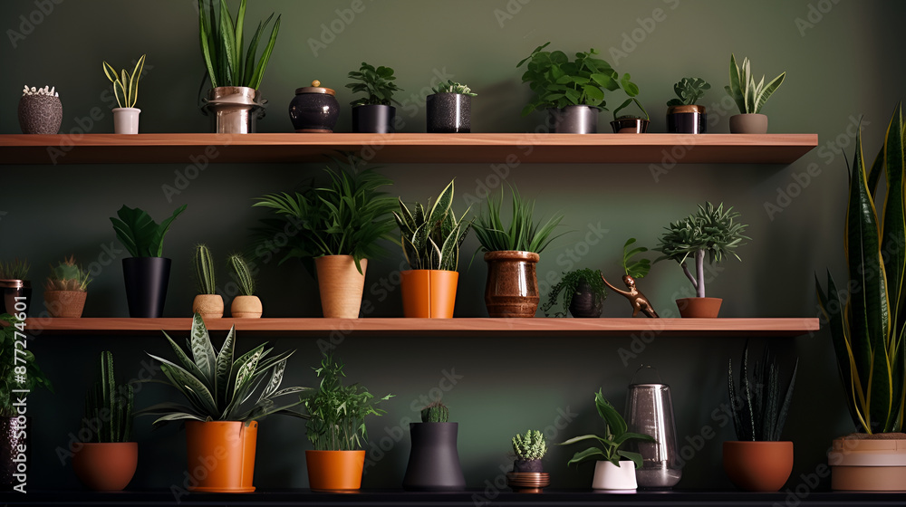 plant-filled bookshelf, with pots of various sizes and species arranged among books and decor ,Variety of cacti and succulents in flower pots on a shelf plant-filled bookshelf, with pots of various sizes and species arranged among books and decor ,Variety of cacti and succulents in flower pots on a shelf