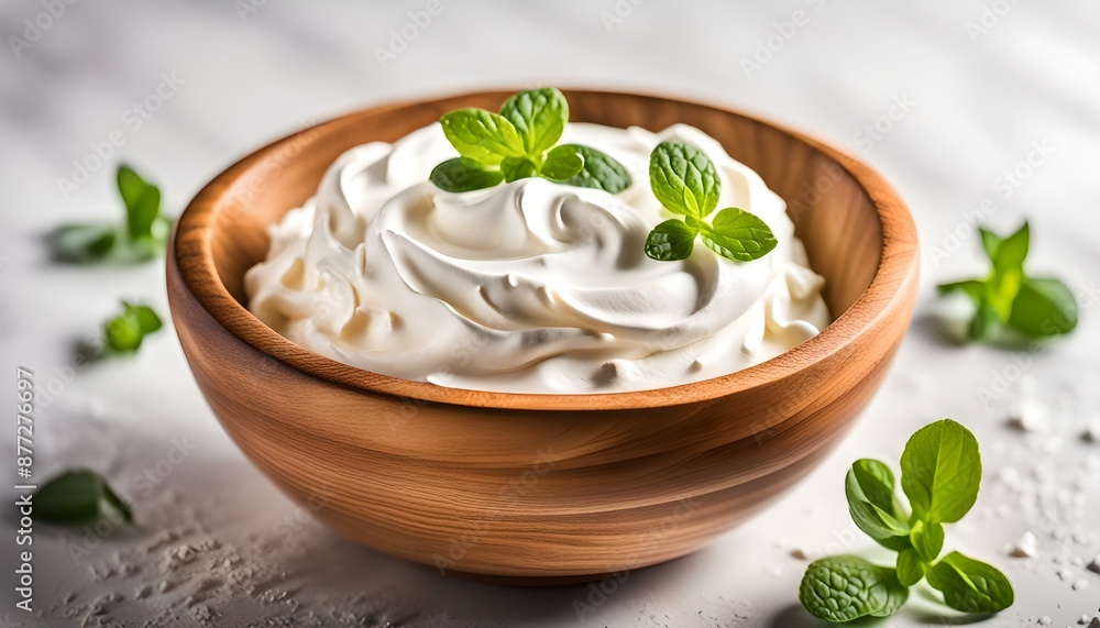wooden bowl of whipped sour cream yogurt isolated on white background
wooden bowl of whipped sour cream yogurt isolated on white background