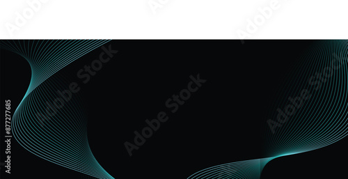 Vector abstract light lines wavy flowing dynamic in blue colors isolated on black background. background in concept of music, technology, ai