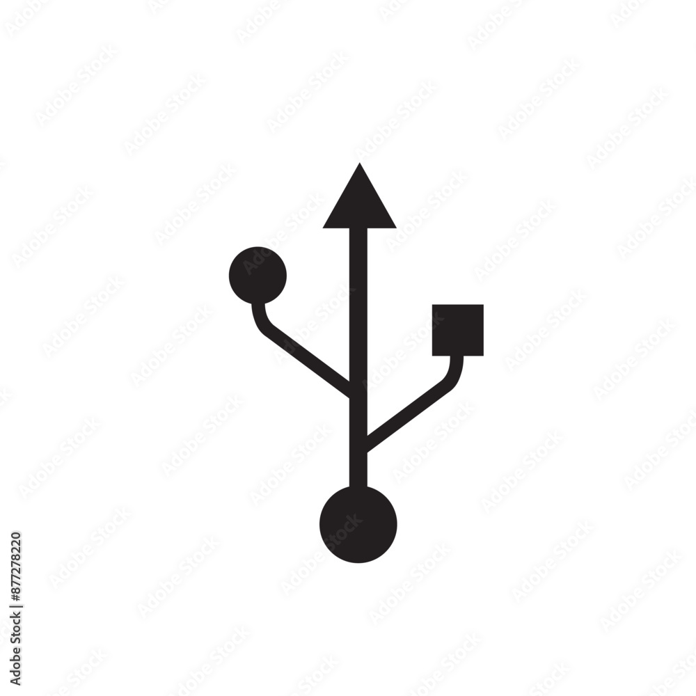 USB vector icon with a white background, for logos, templates and web illustrations. USB vector icon with a white background, for logos, templates and web illustrations.
