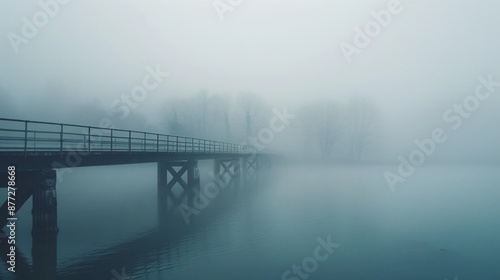 Wallpaper Mural Foggy bridge over calm water Torontodigital.ca