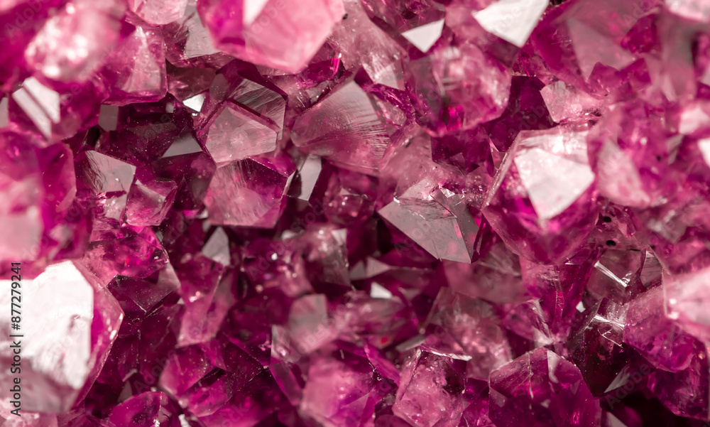 Amethyst garnet crystals. Burgundy gemstone. Mineral crystals in the natural environment. Texture of precious and semiprecious stones. Colored shiny surface of precious stones. Amethyst garnet crystals. Burgundy gemstone. Mineral crystals in the natural environment. Texture of precious and semiprecious stones. Colored shiny surface of precious stones.