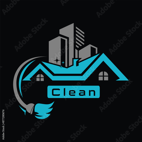 home cleaning building cleaner logo
