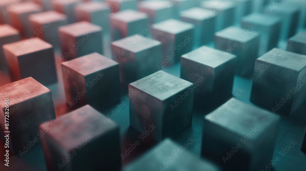 Floating holographic data cubes, Abstract, Cyan and magenta, 3D render, Representing secure data blocks Floating holographic data cubes, Abstract, Cyan and magenta, 3D render, Representing secure data blocks