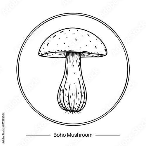 Vector magic mushroom in boho style