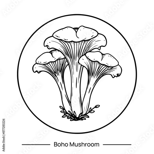 Vector magic mushroom in boho style