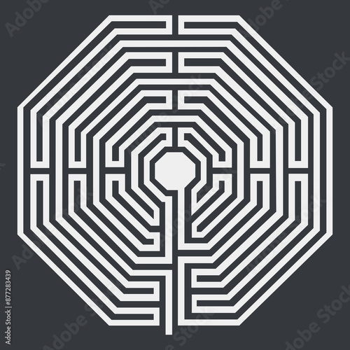 Labyrinthe Cathédrale d'Amiens en France Illustration Vecteur - Symbolisme Méditation Histoire - Géométrie Sacrée