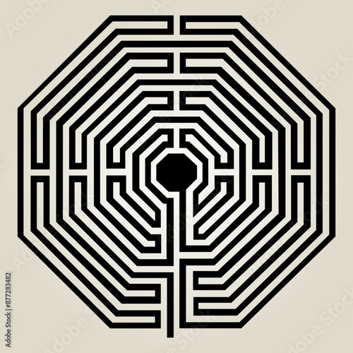 Labyrinthe Cathédrale d'Amiens en France Illustration Vecteur - Symbolisme Méditation Histoire - Géométrie Sacrée