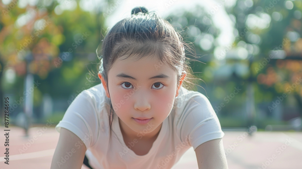 A Chinese teenager doing fitness exercises,generative ai A Chinese teenager doing fitness exercises,generative ai