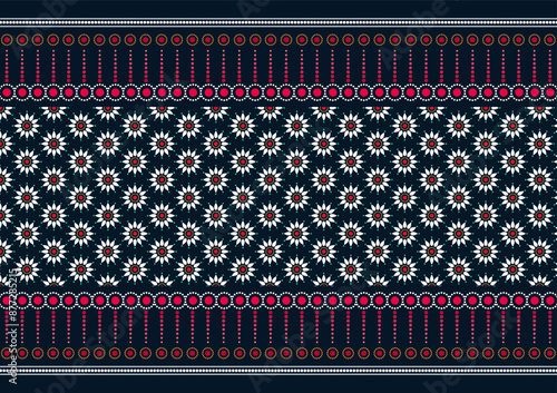 Ethnic tribal fabric pattern colorful vintage style. Use for fabric, carpet, clothing, print, batik, wallpaper. Vector graphic pattern design.