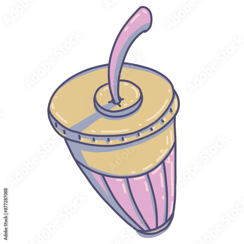 Illustration of summer drinks and ice cream in different glasses with emotions on them. Gold drink to go. Drink character.