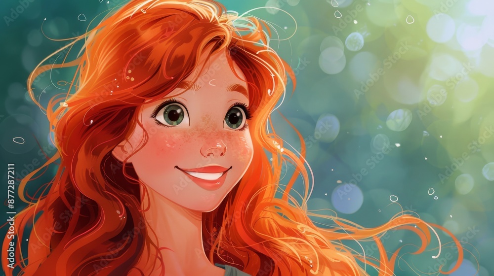 The illustration is of a cartoon character with red hair and a nice ...
