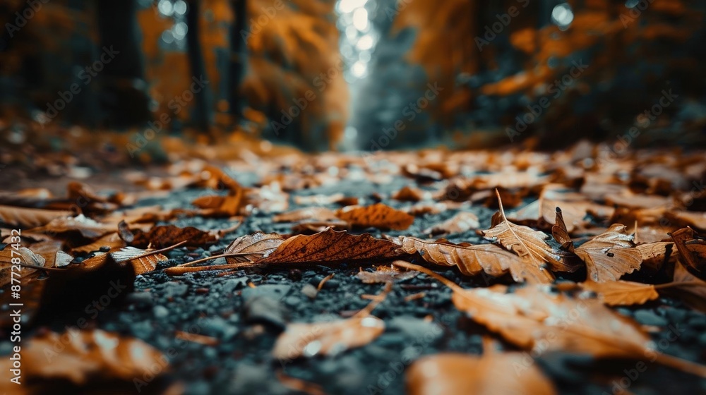 Naklejka premium Moody forest path in autumn colors