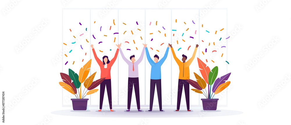 Group of colleagues celebrating a success in the office, Achievement, Professional life Group of colleagues celebrating a success in the office, Achievement, Professional life