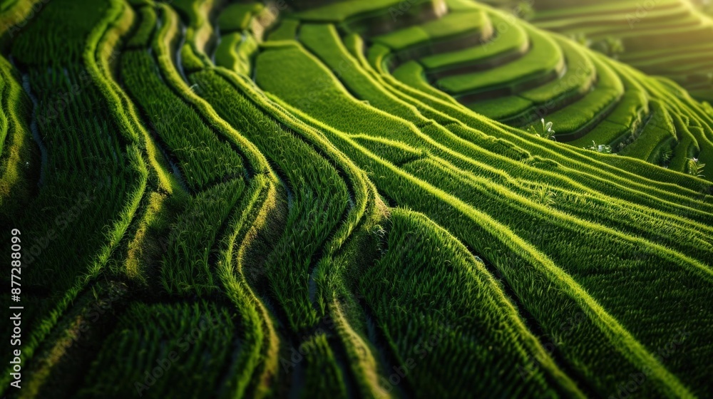 Serene rice terraces in Bali at sunrise Serene rice terraces in Bali at sunrise
