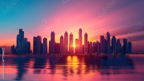 Wallpaper Mural Vibrant cityscape at sunset Torontodigital.ca