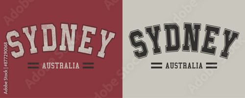 Sydney Australia typographic slogan vintage varsity graphic slogan vector.