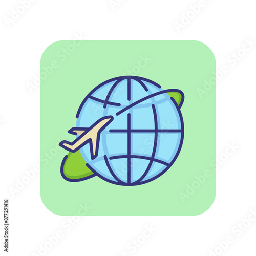 Air travel line icon. Plane, journey, transportation. Airline concept. Vector illustration can be used for topics like travelling, destination, tourism