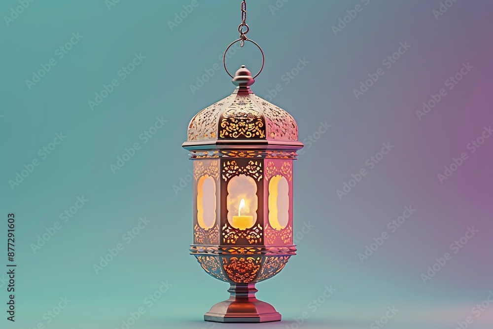 arabic lantern isolated in one solid pastel color background arabic lantern isolated in one solid pastel color background