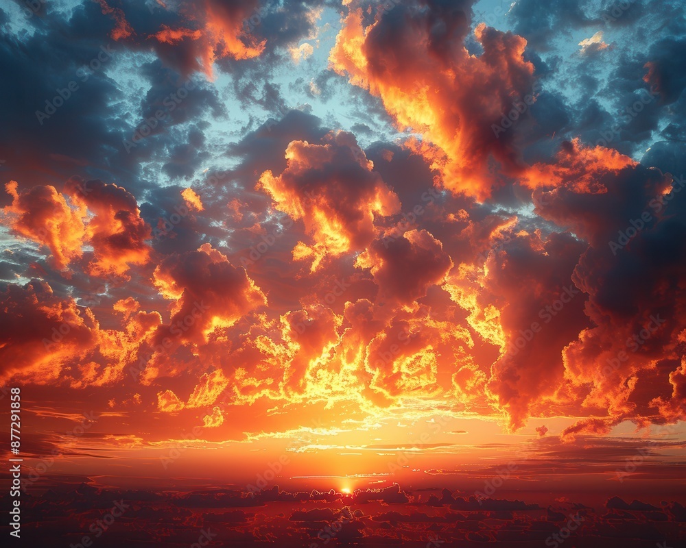 Fototapeta premium Heavenly Golden Hour Skies: Serene Cloudscape at 5:4 Ratio