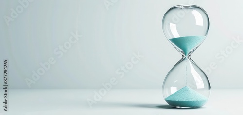 An hourglass sitting alone on a plain background