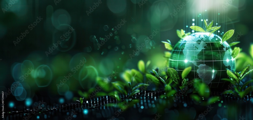 Fototapeta premium Illustrate a jigsaw puzzle with a green, ecofriendly theme