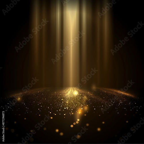 Dark luxury background. Vector shiny golden texture under light beam.