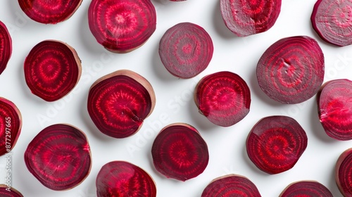 Beetroot slices isolated on white background