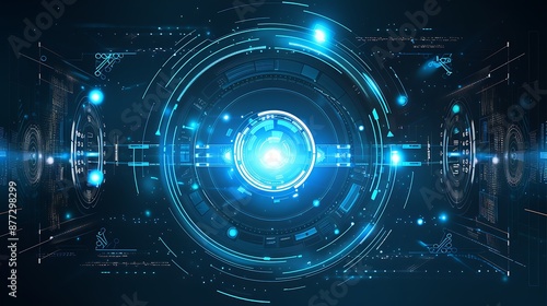 Futuristic circle vector HUD interface screen design. Abstract style on blue background. Abstract vector background. Abstract technology communication design innovation concept background
