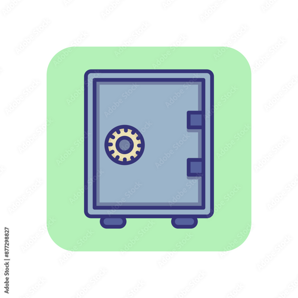 Money safe line icon. Wealth, secure access, lock. Finance protection concept. Can be used for topics like saving, deposit, banking Money safe line icon. Wealth, secure access, lock. Finance protection concept. Can be used for topics like saving, deposit, banking
