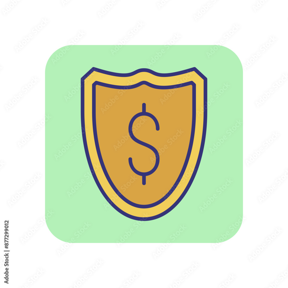 Money security line icon. Shield with dollar symbol. Finance protection concept. Can be used for topics like saving, deposit, banking, assurance Money security line icon. Shield with dollar symbol. Finance protection concept. Can be used for topics like saving, deposit, banking, assurance