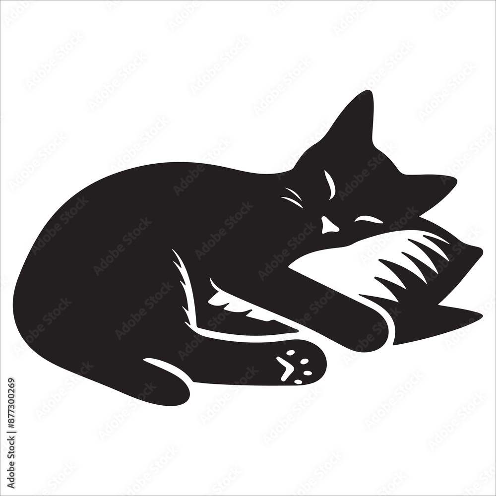 silhouette of cat sleeping on pillow silhouette of cat sleeping on pillow