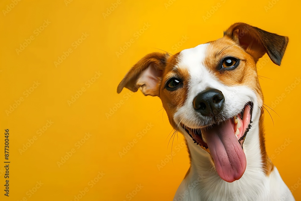Jack Russell Terrier Dog winking and sticking out tongue on solid color bright background Jack Russell Terrier Dog winking and sticking out tongue on solid color bright background