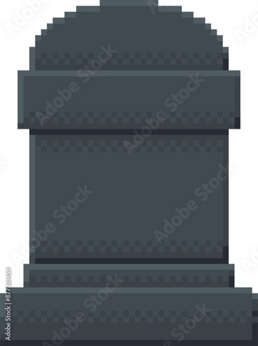 Tombstone pixel art retro video game object. 8-bit blank headstone. Isolated vector sprite for game development. Vintage gravestone illustration.