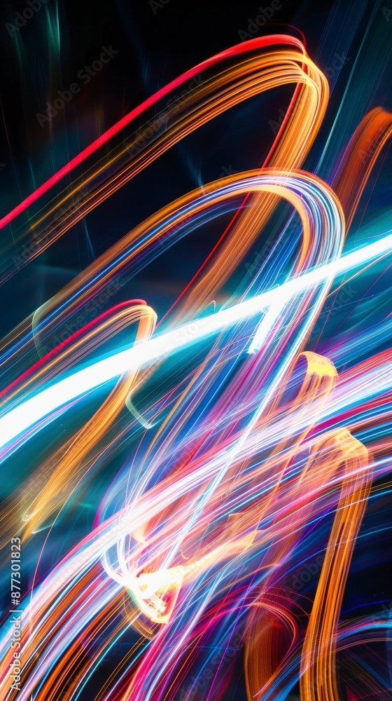 Colorful light trails create a vibrant abstract design Colorful light trails create a vibrant abstract design