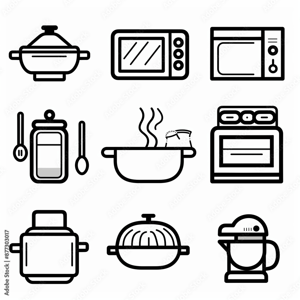 Kitchen Appliance and Utensil Icons Set. Perfect for Cooking, Baking, and Kitchen Design Kitchen Appliance and Utensil Icons Set. Perfect for Cooking, Baking, and Kitchen Design