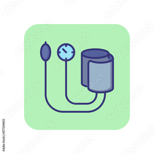 Tonometer line icon. Pulsimeter, medical exam, measuring pressure. Medicine concept. Vector illustration can be used for topics like diagnosis, medical technology, cardiology