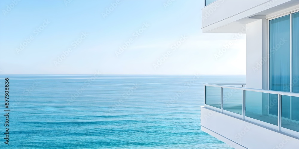 Fototapeta premium Condo facade highlights intentional design to frame stunning sea views. Concept Architecture, Coastal Living, Ocean Views, Design Highlights, Condo Facade