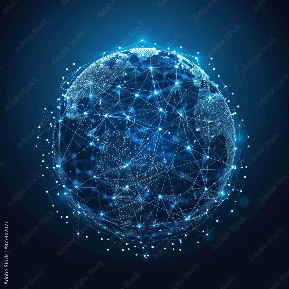 The sphere is composed of points and lines. Network network structure. Visualization of big data. Rendering in 3D. The sphere is composed of points and lines. Network network structure. Visualization of big data. Rendering in 3D.
