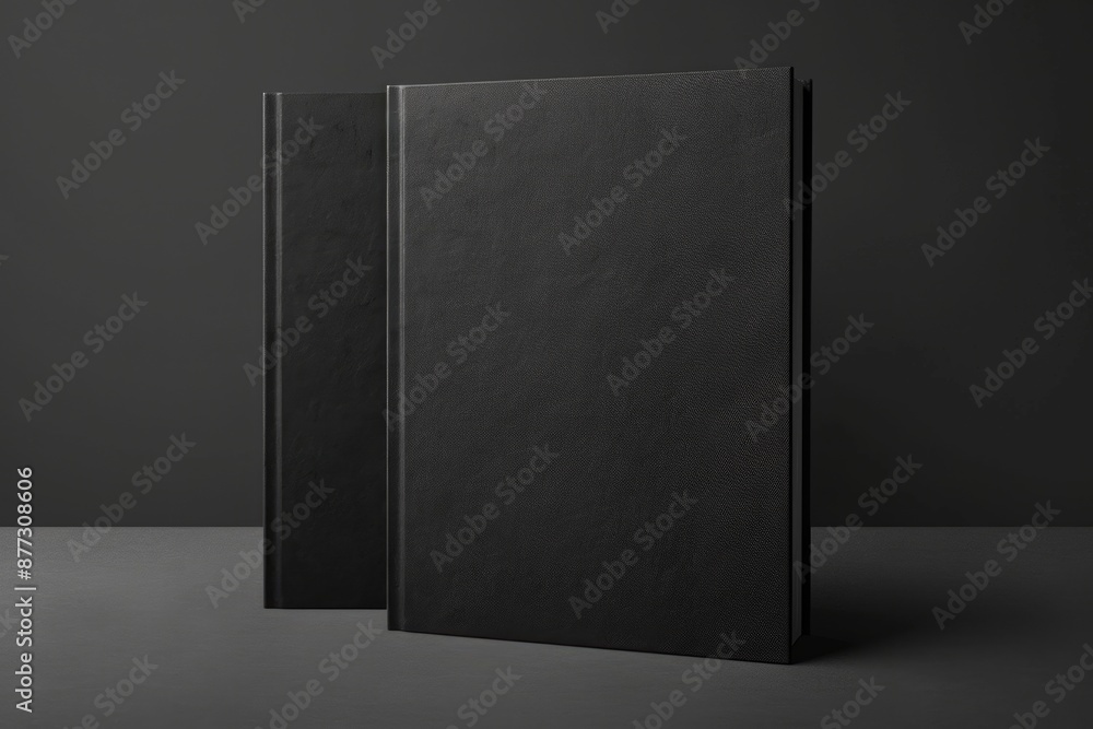 Book Front And Back. Blank Black Book Cover Standing on White Background Book Front And Back. Blank Black Book Cover Standing on White Background