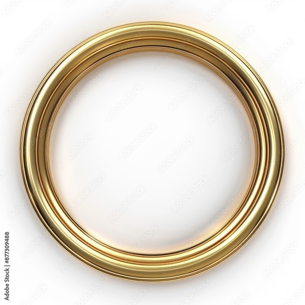 Gold Ring Frame. 3D Abstract Circle Decoration on White Background Gold Ring Frame. 3D Abstract Circle Decoration on White Background
