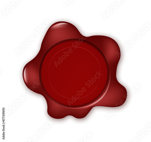 Old seal wax stamps. Stamps for certificate and document. Vector red sealing wax shape